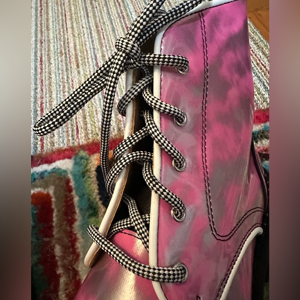 Fluevog NEW IN BOX F-Shoe Hi Revna metallic pink/silver platform boot - 8/8.5 - Picture 12 of 16